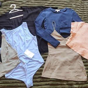 Kookai Clothing Bundle in Blue, Black,  Army Green And Striped Tops, GreatUC.